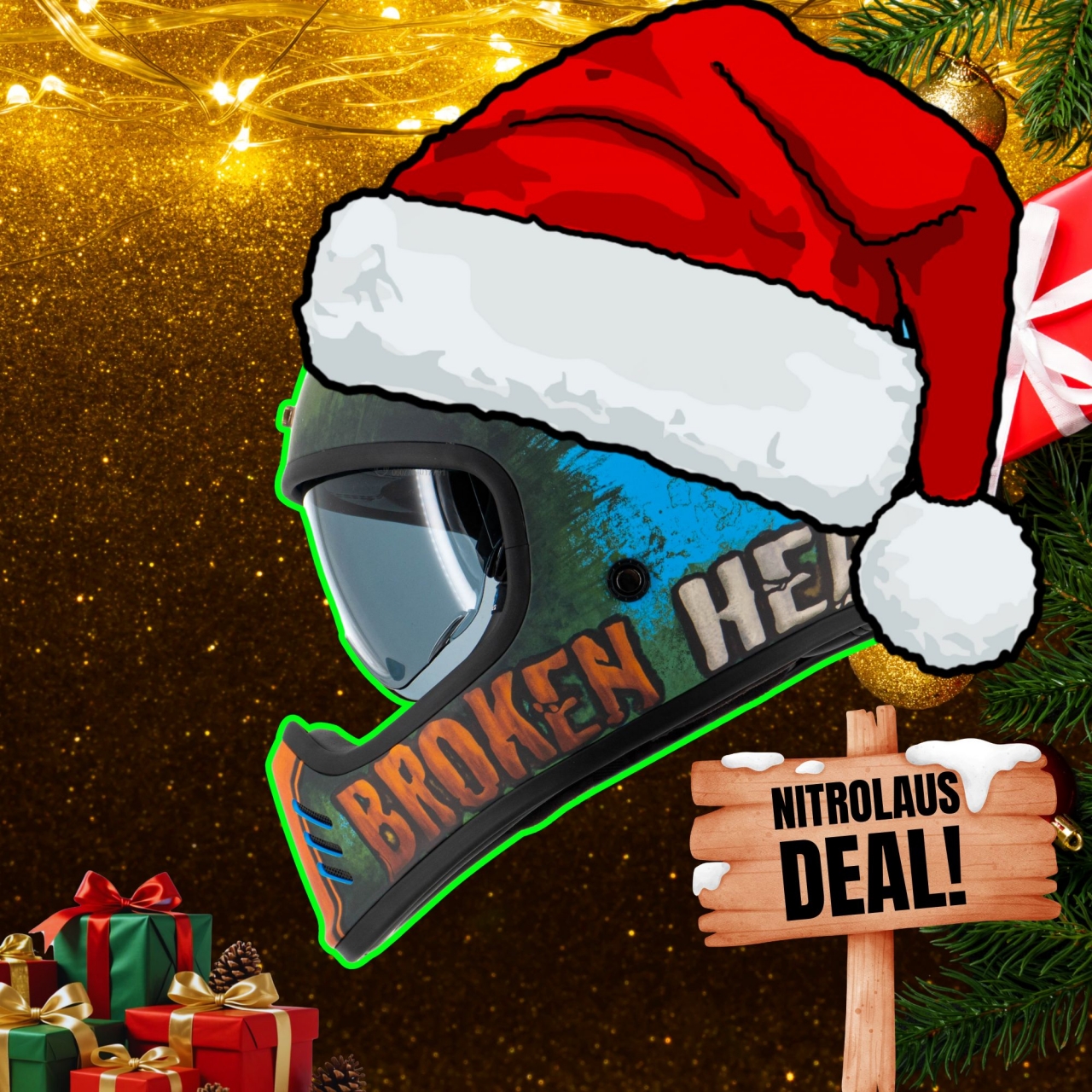 Broken Head Retro Helm Rusty Rider Blau-Orange