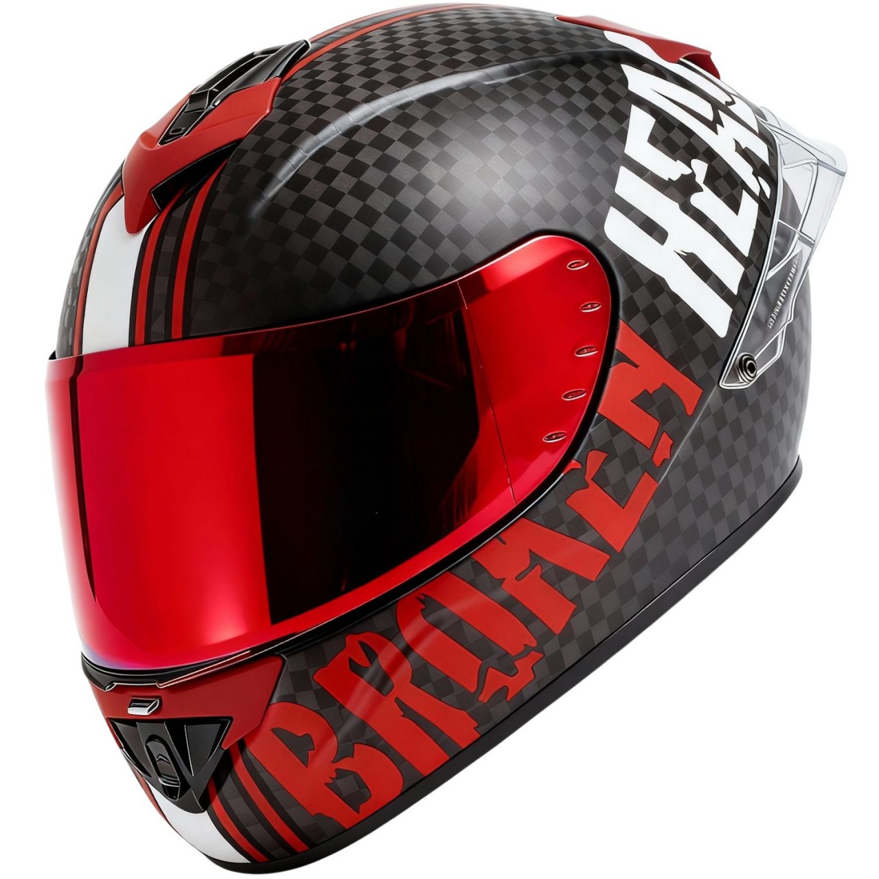 Broken Head Integralhelm BeProud Race Pro Carbon Rot + Rot Verspiegelten & Sc...