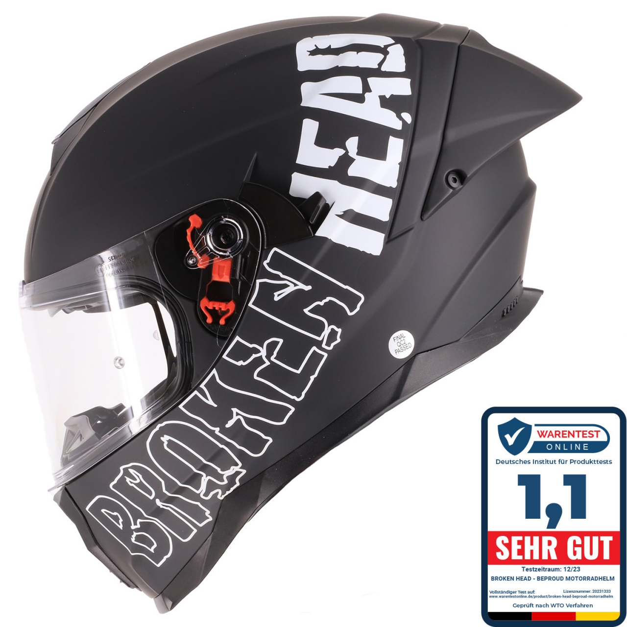 Broken Head BeProud Pro Sport Integralhelm BLACK EDITION Mit Sonnenblende (XS)