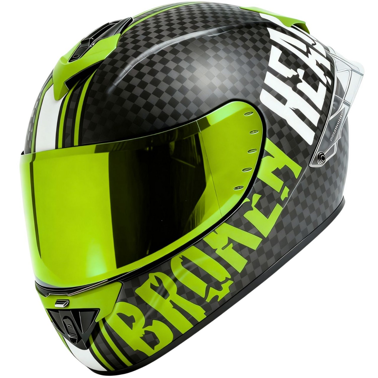 Broken Head Integralhelm BeProud Race Pro Carbon Grün + Grün Verspiegeltes & ...