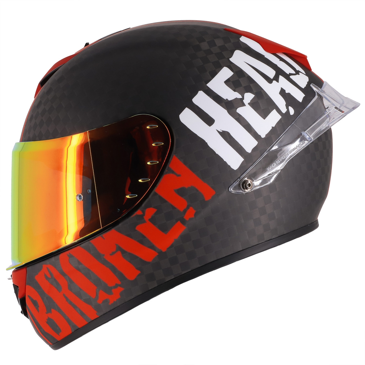 Broken Head Integralhelm BeProud Race Pro Carbon Rot + Rot Verspiegelten & Sc...