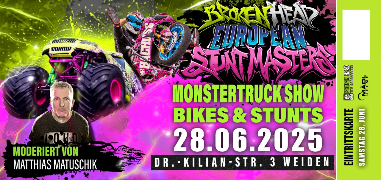 Broken Head European Stunt Masters Ticket 28.06.25 Auto Drift & Motorrad Stun...