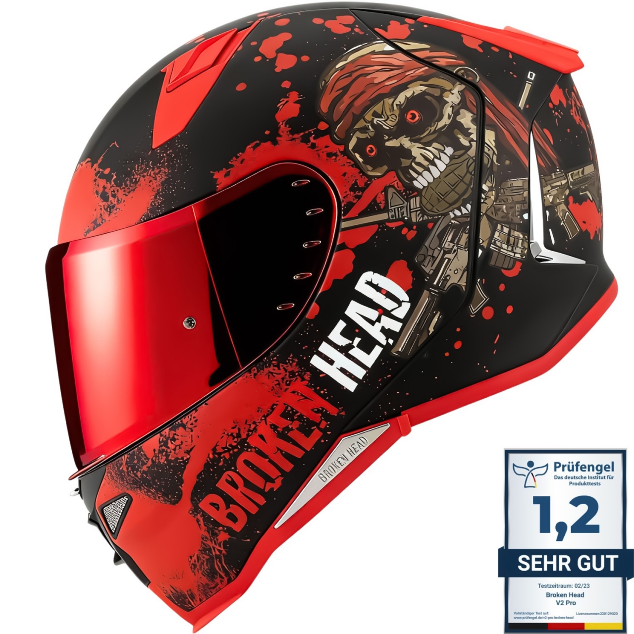 Broken Head Jack S. V2 Pro Rot Integralhelm + Visier Schwarz oder Rot Verspie...