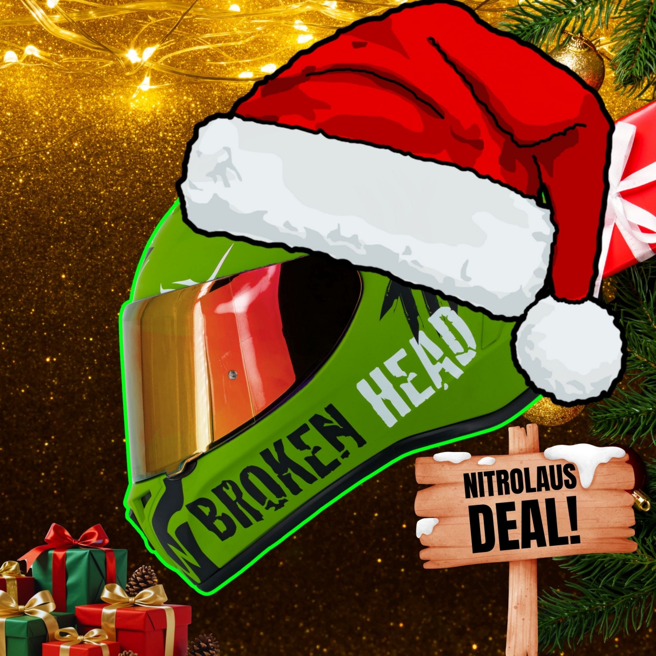 Broken Head Integralhelm Adrenalin Therapy 4X Military + Rot Verspiegeltes Vi...