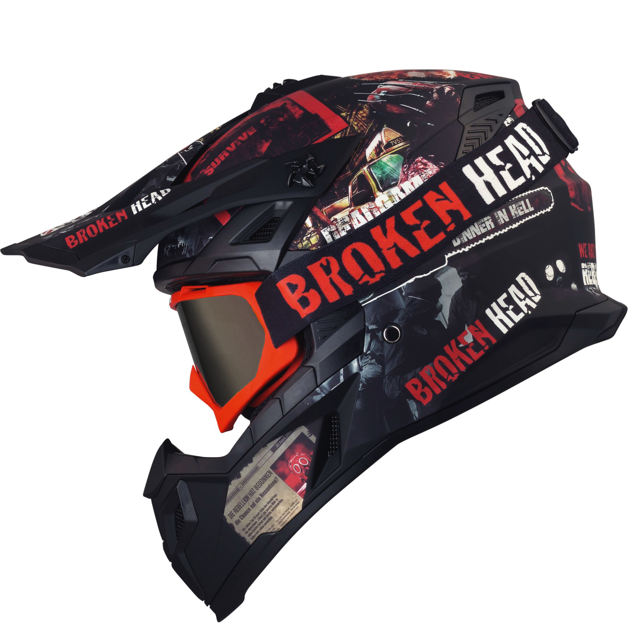 Broken Head Crosshelm Resolution Rot + MX-2 Brille