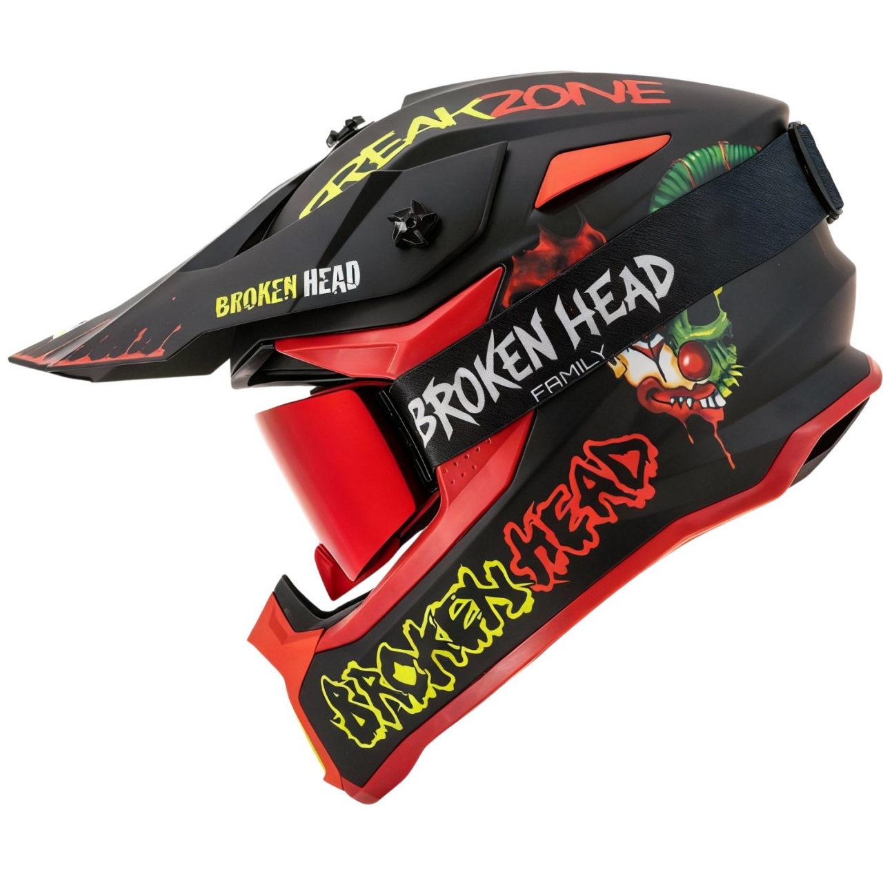 Broken Head Crosshelm FreakZone Schwarz-Rot + MX-Brille MADREX 'Broken Head F...