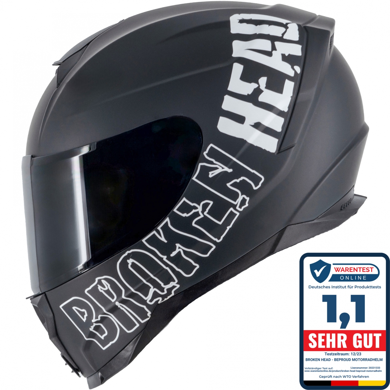 Broken Head Integralhelm BeProud Sport Black Edition + Schwarzes Visier