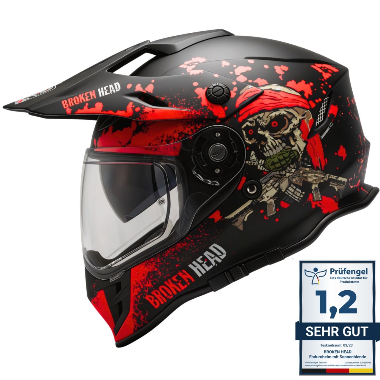 Broken Head Enduro Helm Mit Sonnenblende Jack S. VX2 Rot