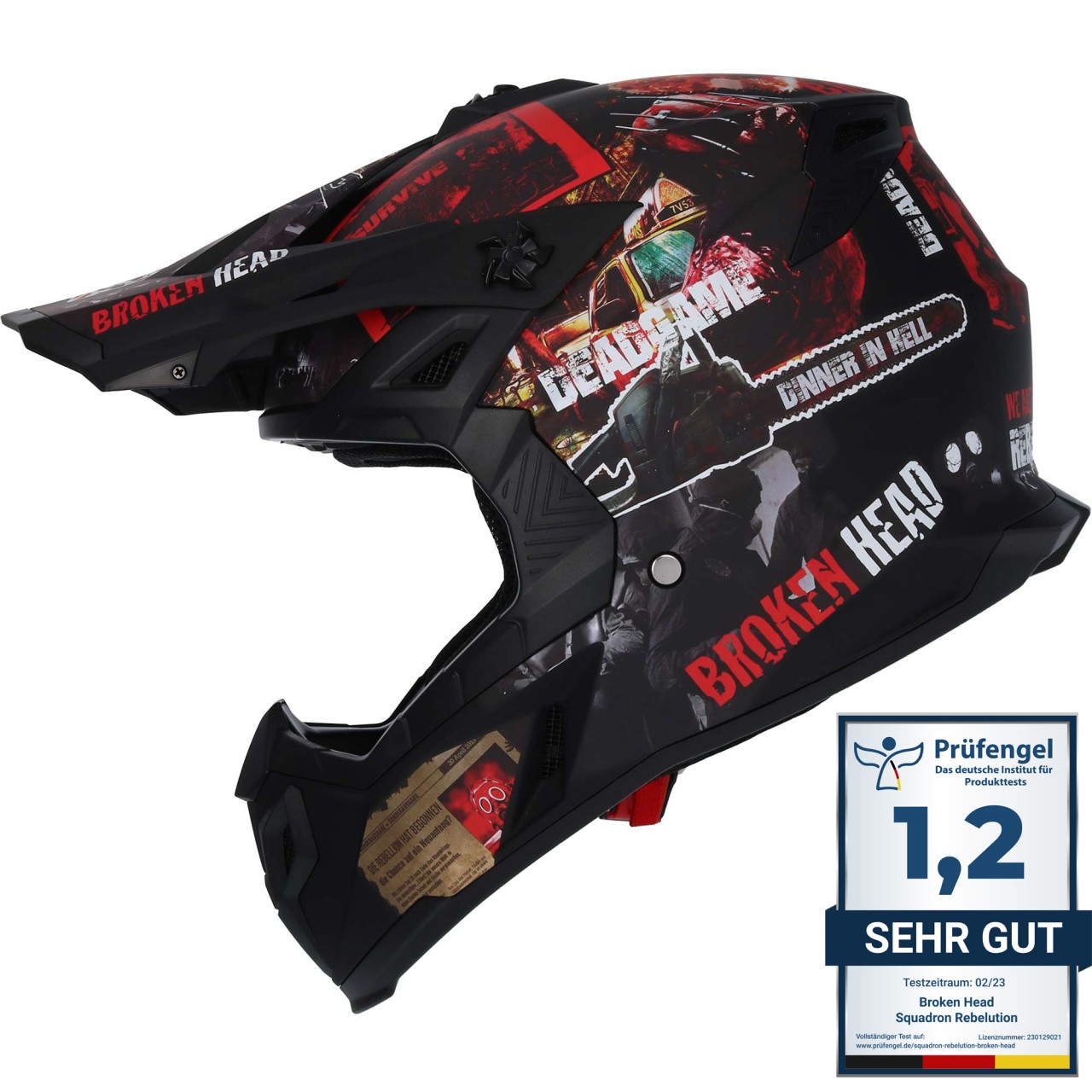 Broken Head MX Motocross-Helm Resolution Rot (XS, S, M)