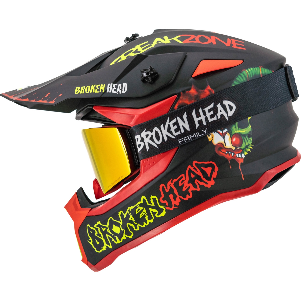 Broken Head Crosshelm FreakZone Schwarz-Rot + MX-Brille MADREX 'Broken Head F...