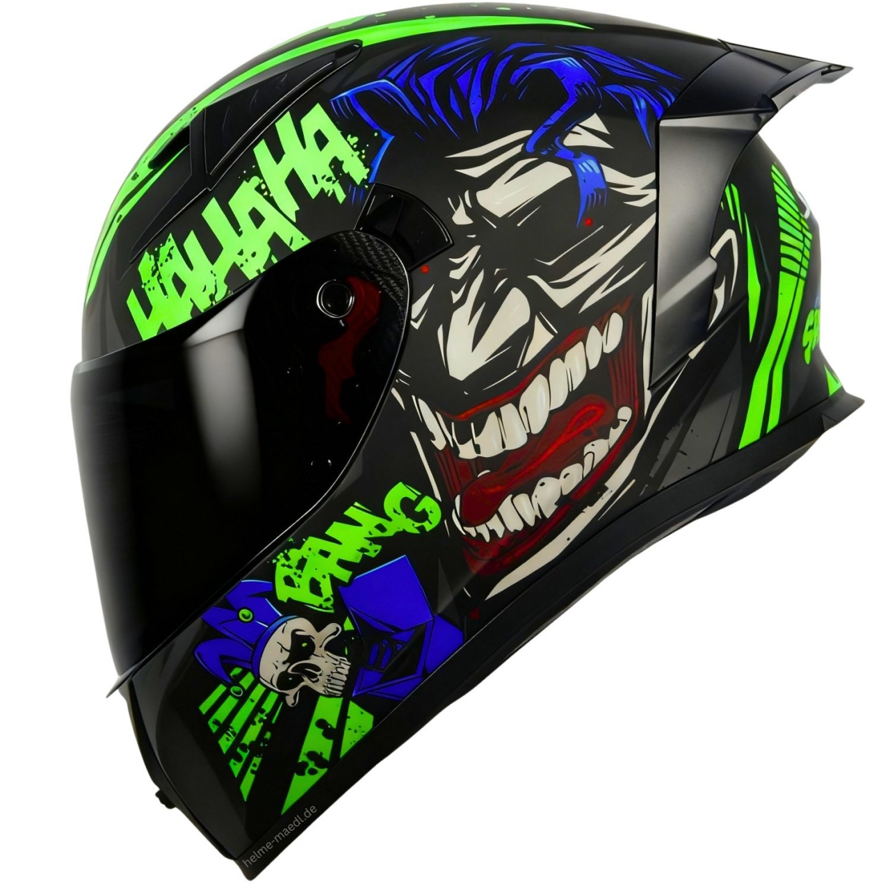 Motorradhelm Sting SKS Surprise Neongrün Sonnenblende + Schwarzes Visier
