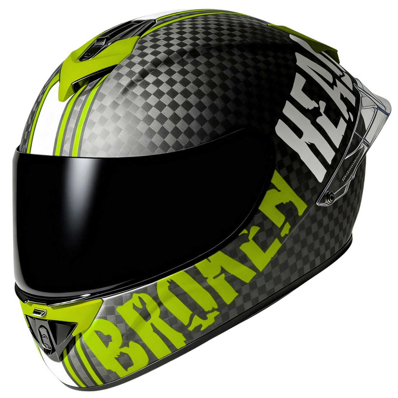 Broken Head Integralhelm BeProud Race Pro Carbon Grün + Schwarzes Visier