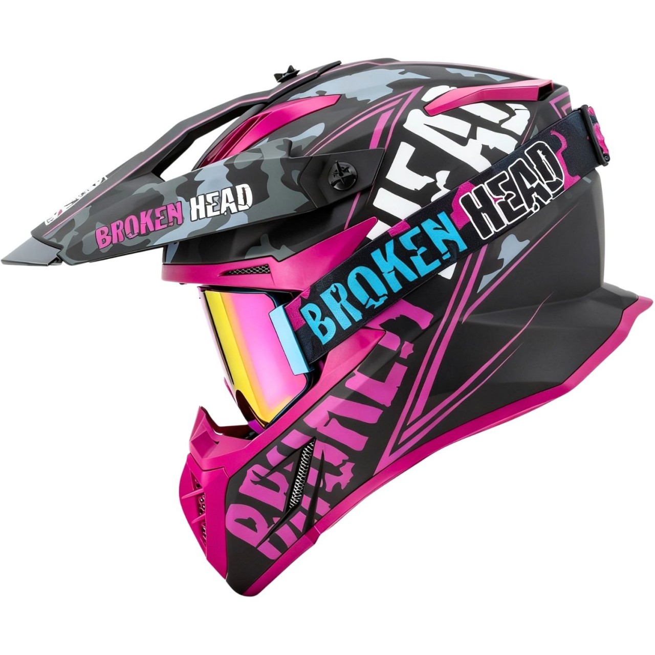Broken Head Crosshelm Squadron Rebelution V3 Pink + MX-Brille Regulator Pink