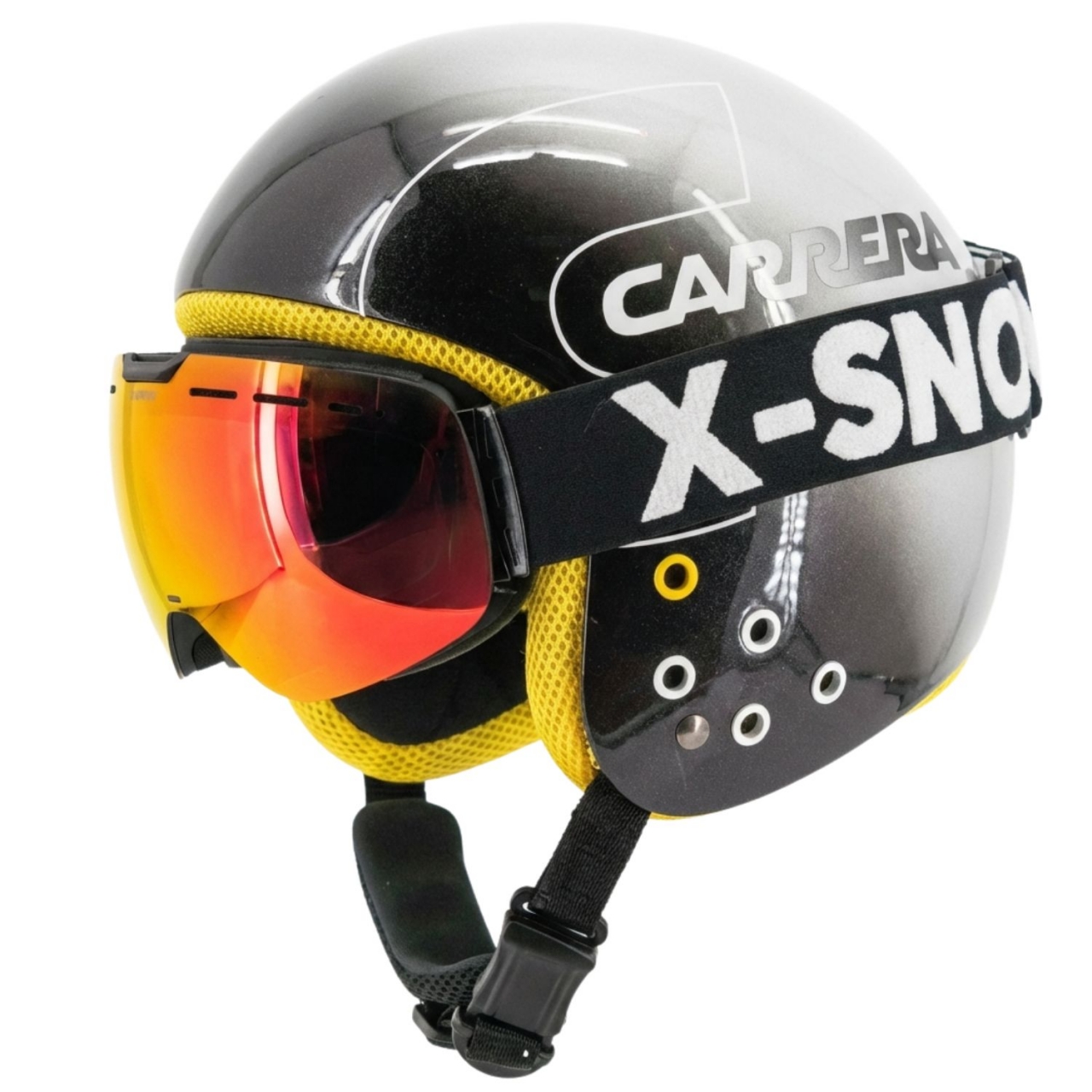 Carrera Skihelm Bullet Schwarz-Gelb Matt + Skibrille X-Snow Mit Magnetgläsern...
