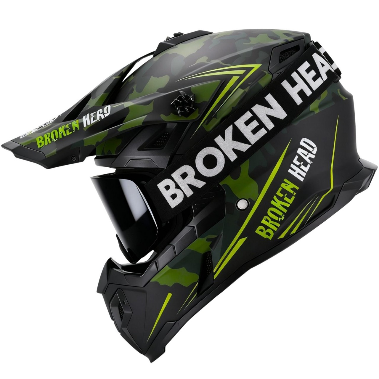 Broken Head Crosshelm Squadron Grün + MX-Brille Struggler Schwarz