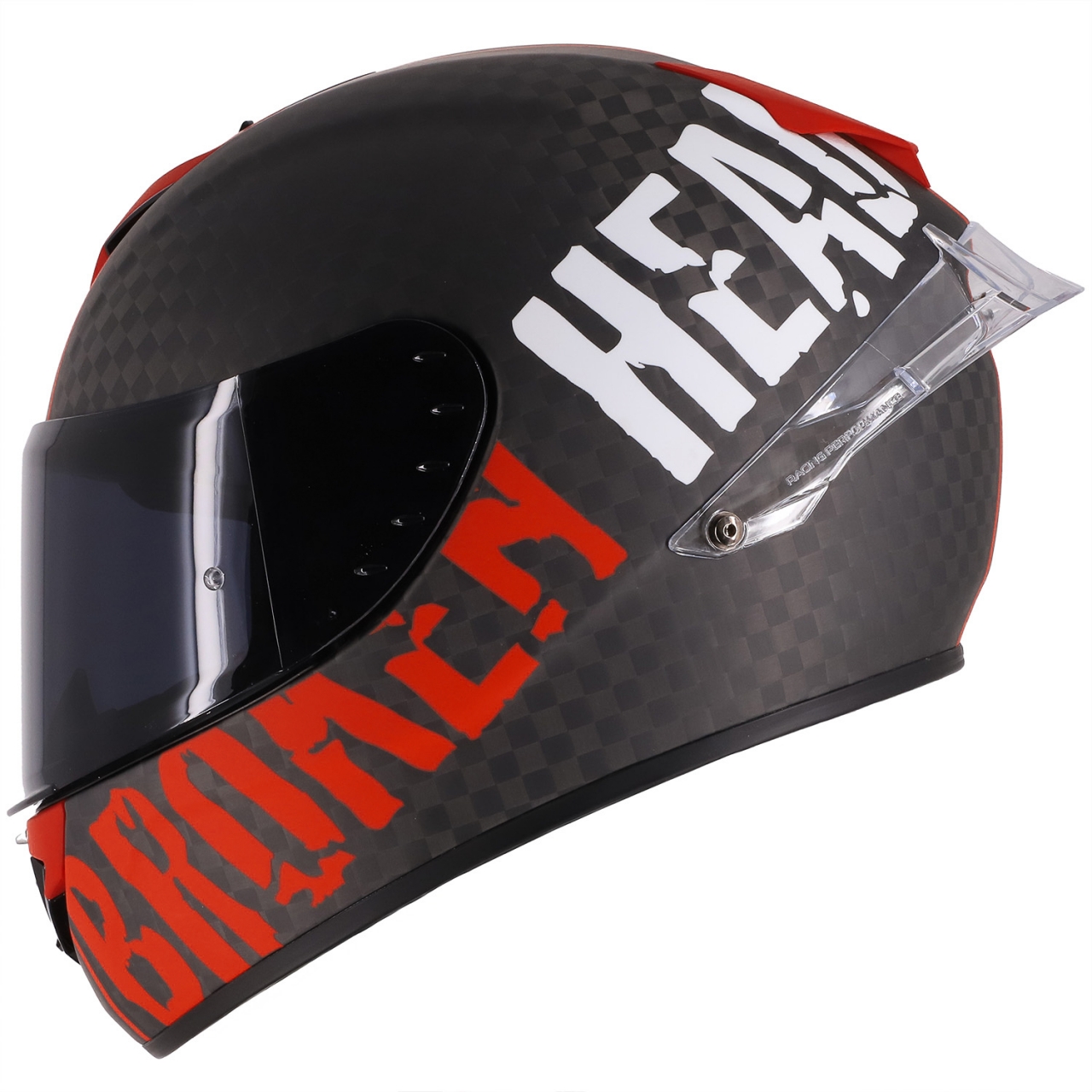 Broken Head Integralhelm BeProud Race Pro Carbon Rot + Schwarzes Visier