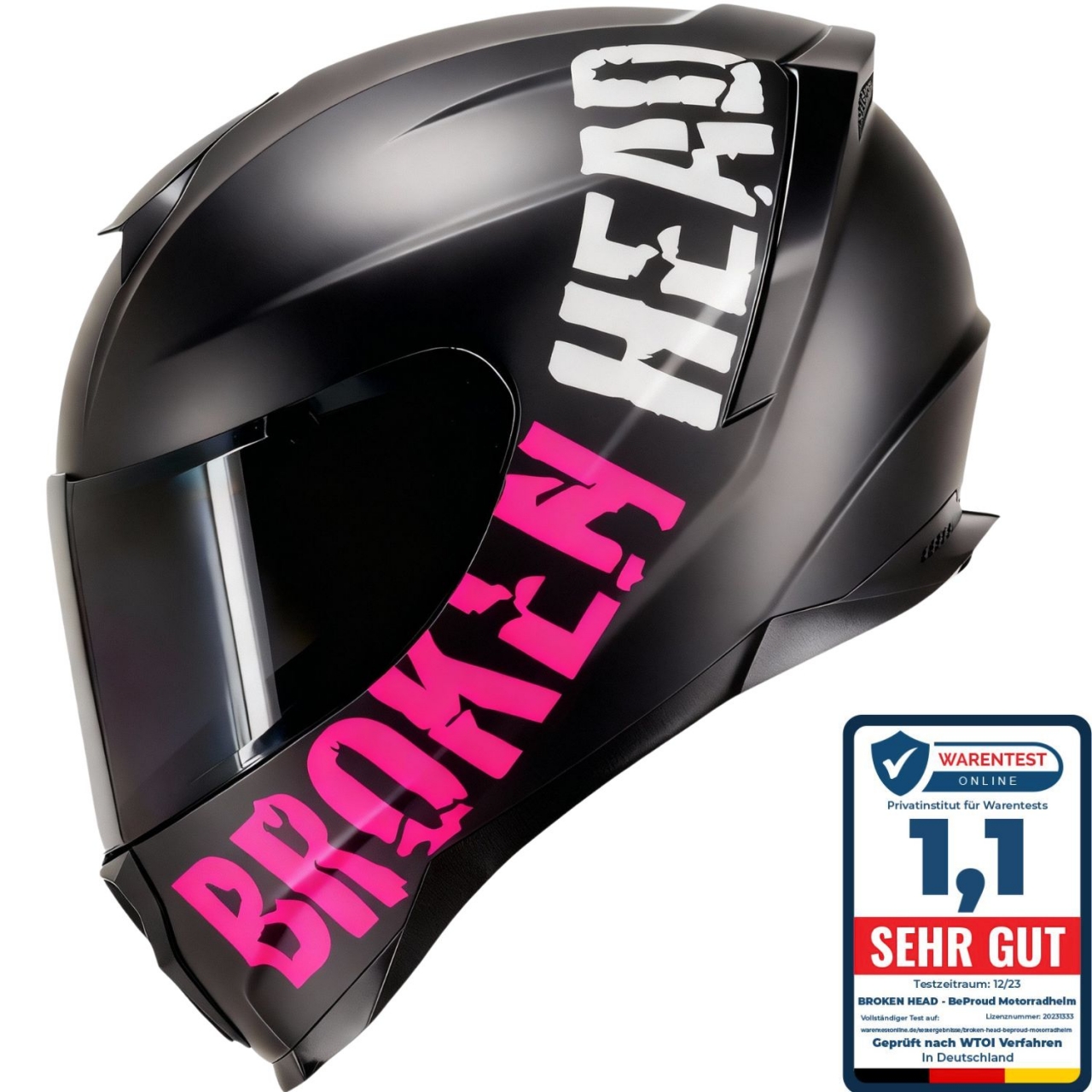 Broken Head BeProud Sport Pink Motorradhelm + Schwarzes Visier