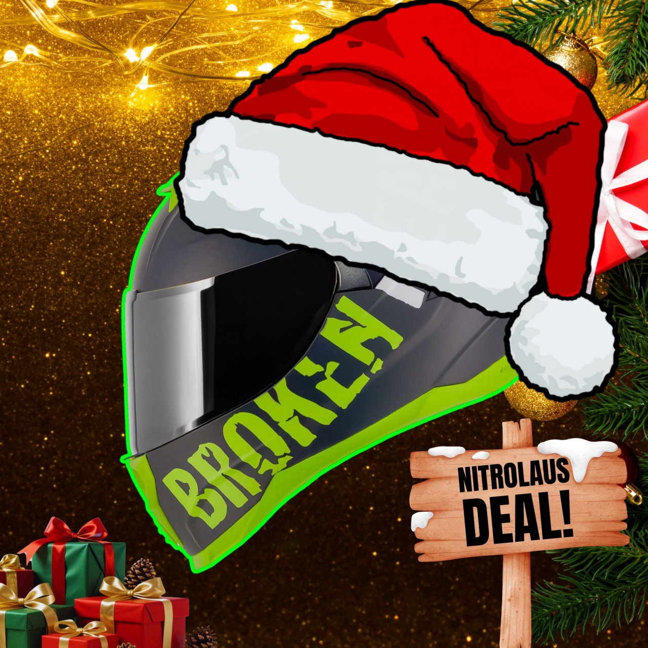 Broken Head Integralhelm BeProud Pro Sport Grün Sonnenblende + Verspiegeltes ...