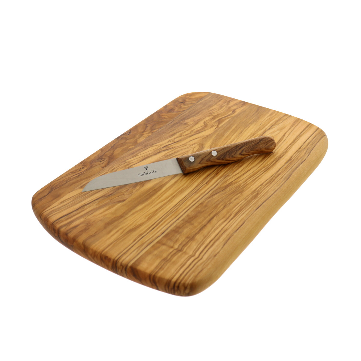 Olivenholz-Set BASIS – Brett & Küchenmesser