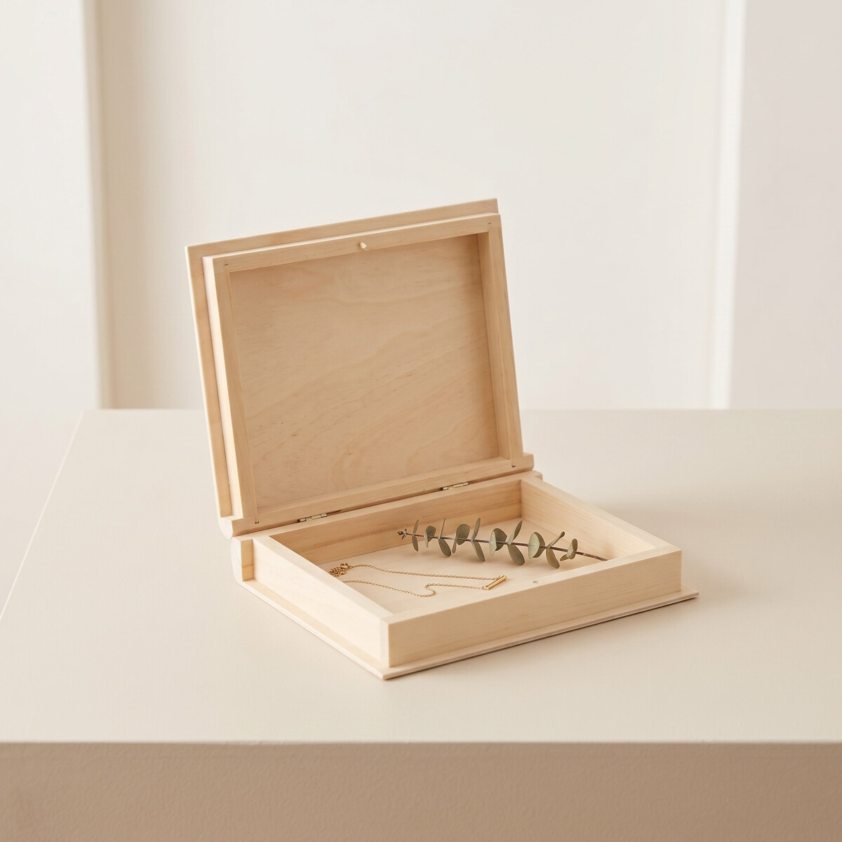 Buch-Box aus Kiefernholz 21 × 17 x 4,5 cm zur Aufbewahrung