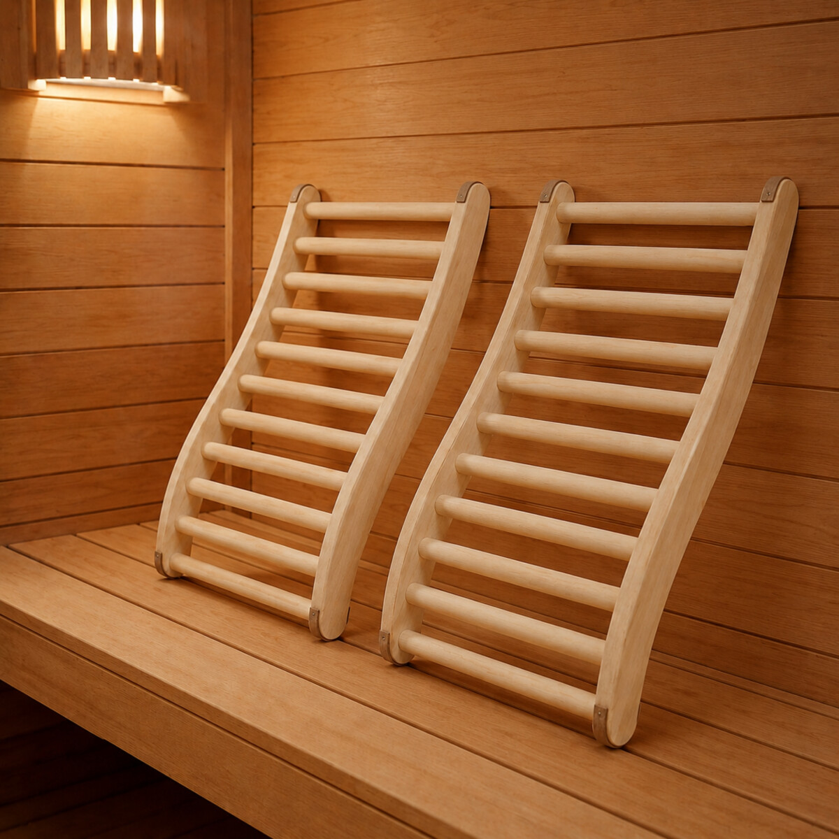2 Stück im Set, Rückenlehne, ergonomische S-Form, Sauna, 51 cm