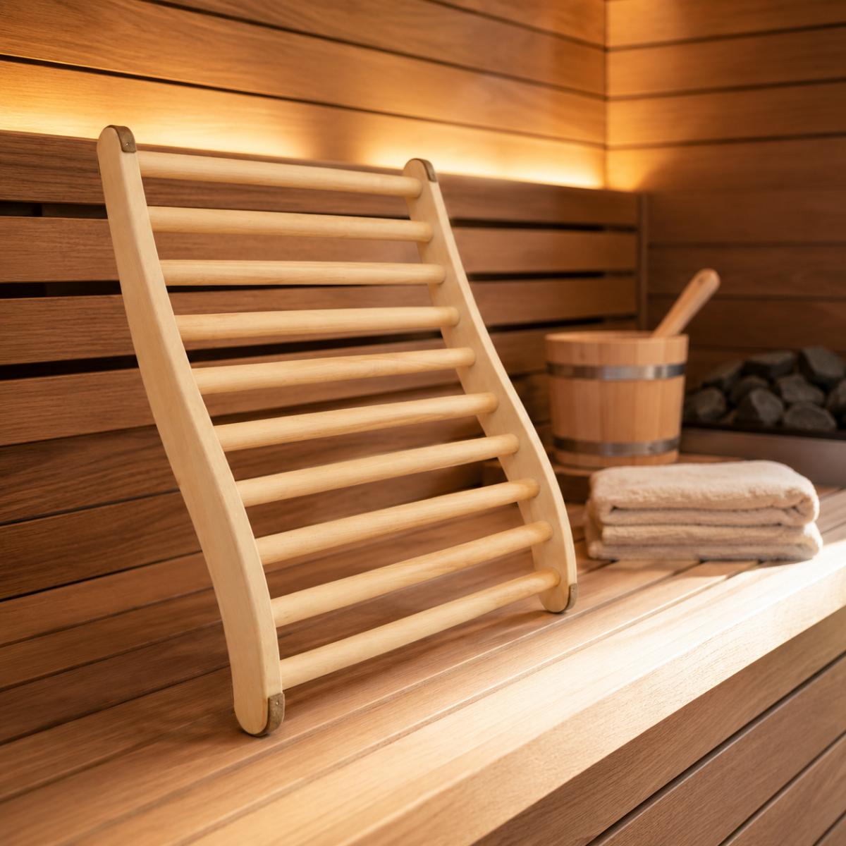 Ergonomisch Sauna-Rückenlehne 51 x 37 cm aus hitzebeständigem Lindenholz