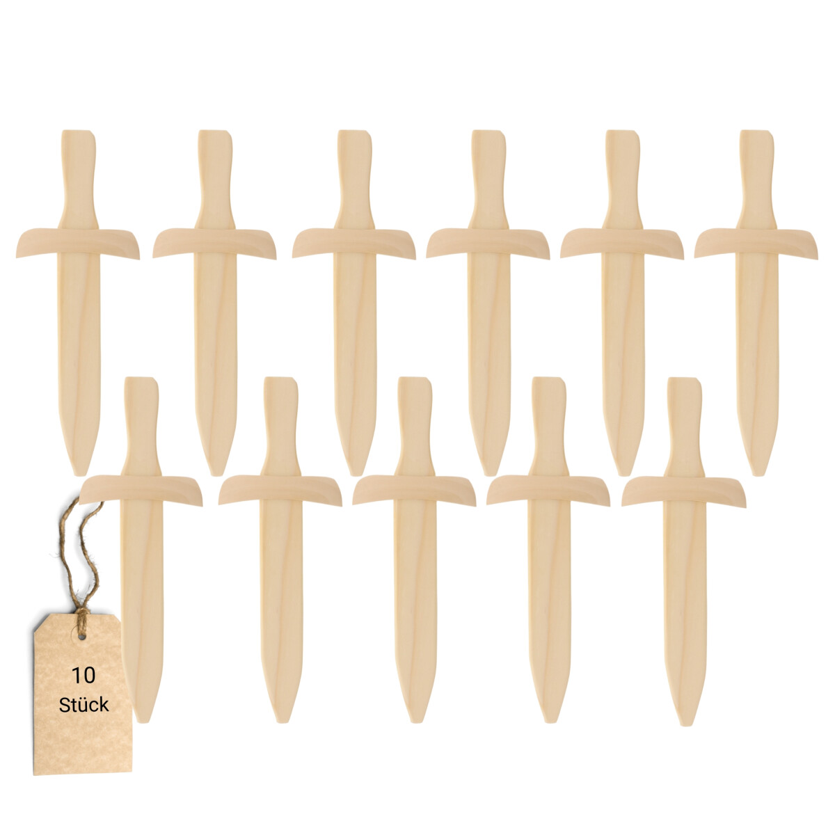 10 Stück im Set, Schwert aus Holz 34 cm