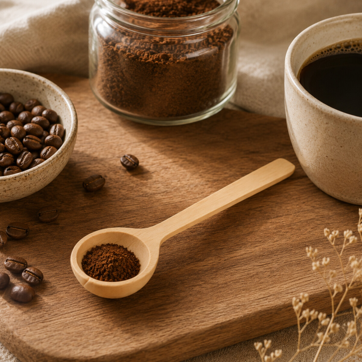 Dosierlöffel für Gewürze, Kaffee & Zucker aus Buchenholz 14 cm