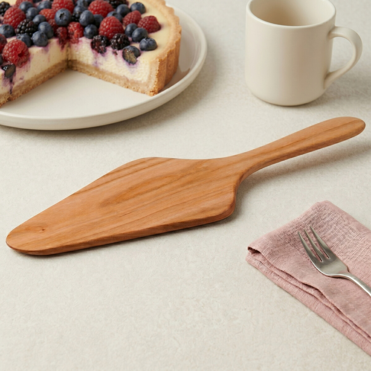 Heber für Pizza, Kuchen oder Torten aus Kirschholz 30 x 10 cm
