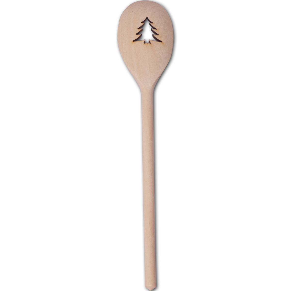 Kochlöffel, oval, mit Motiv Tannenbaum, aus Holz 30 cm