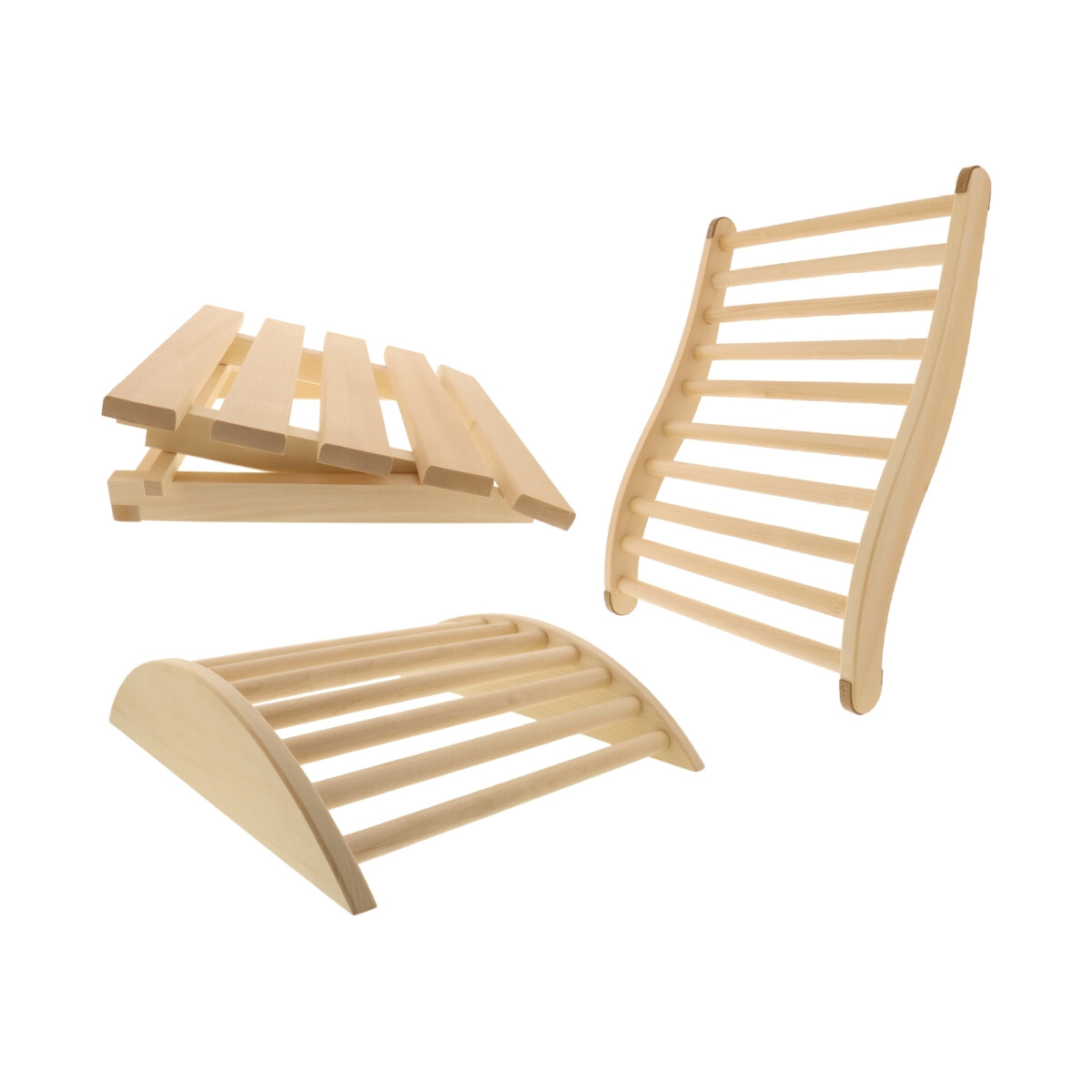 1x Sauna-Set Rückenlehne, Kopfstütze und Beinstütze Lindenholz