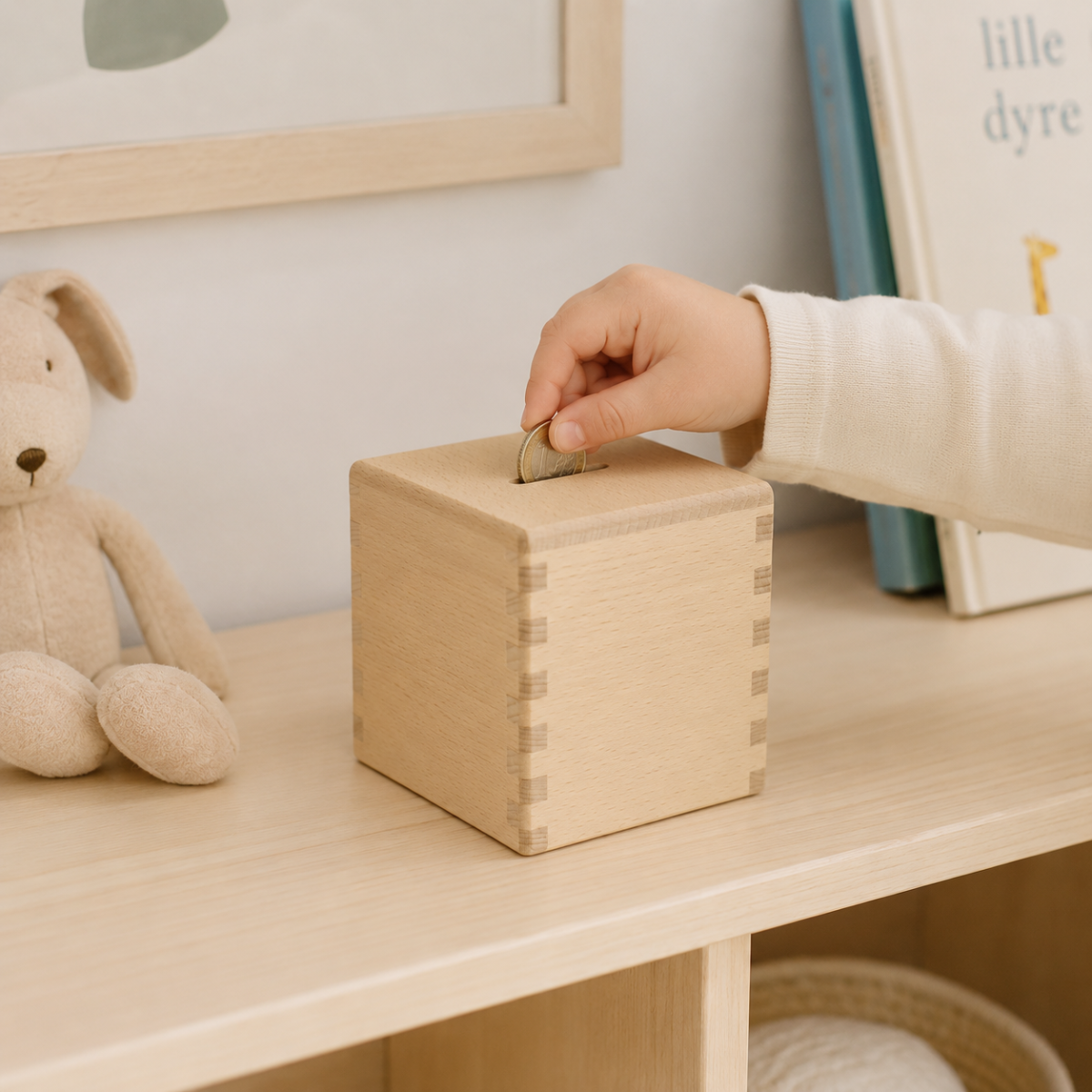 Spardose Buchenholz 10 cm – natürliche Sparbox aus Holz