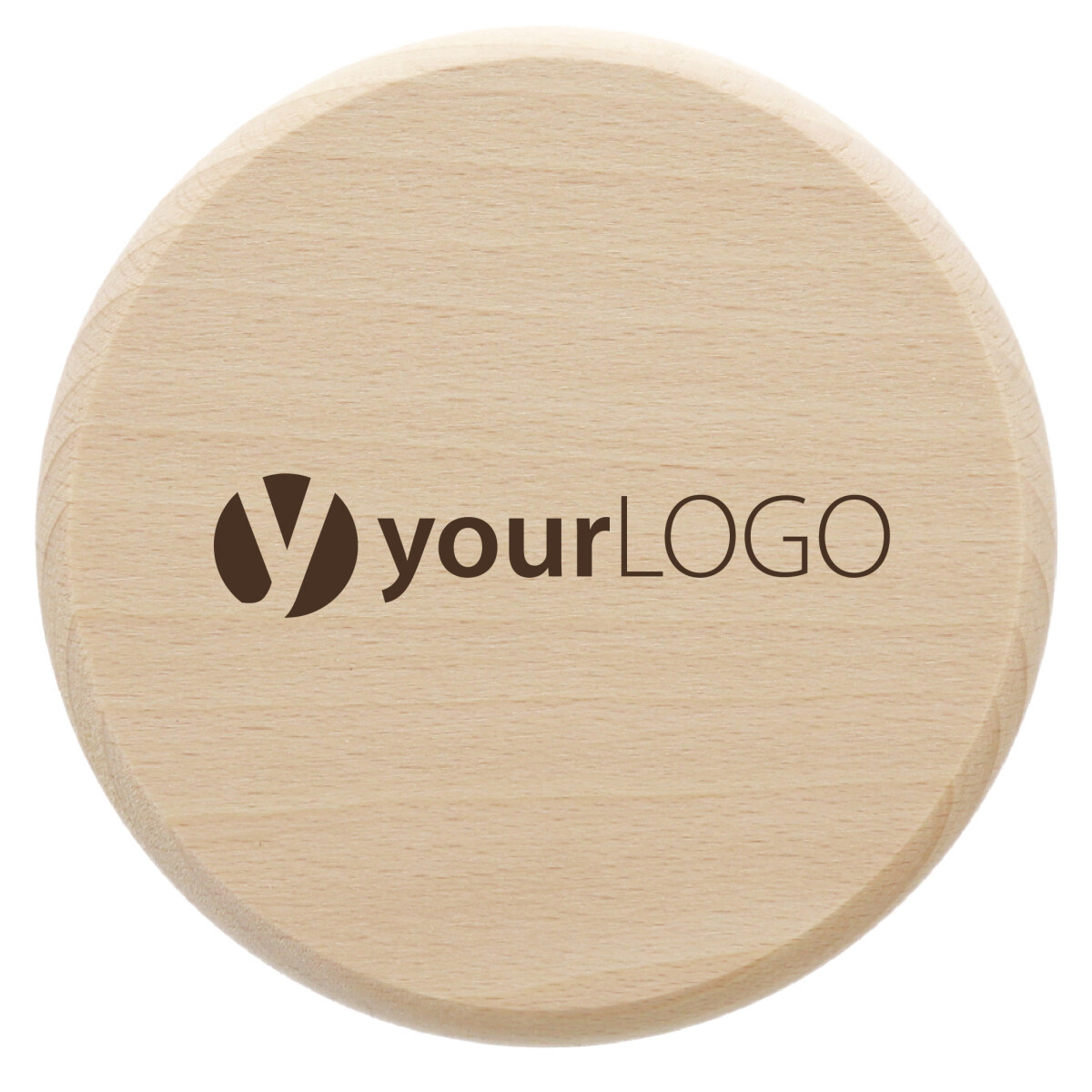 Werbeartikel Bierglasdeckel Buchenholz 10 cm Lasergravur bis 50 x 50 mm Personalisiertes Werbemittel für Gastronomie