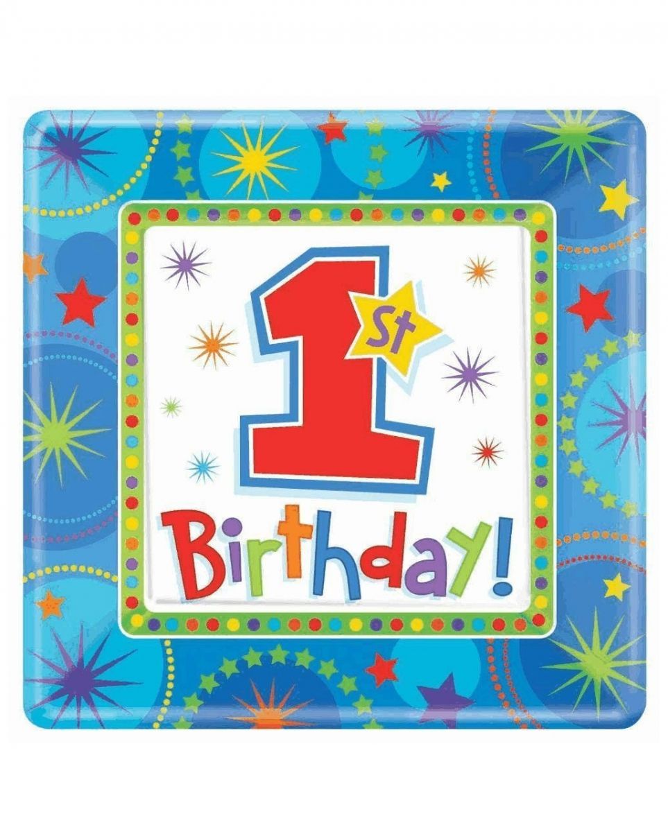 1. Geburtstags Teller blau