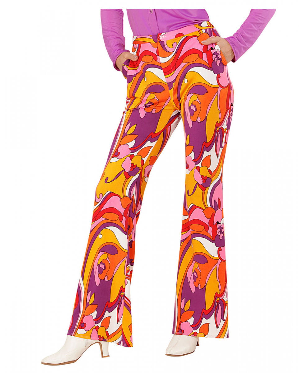 Groovy 70`s Damen-Schlaghose Orchideen S/M
