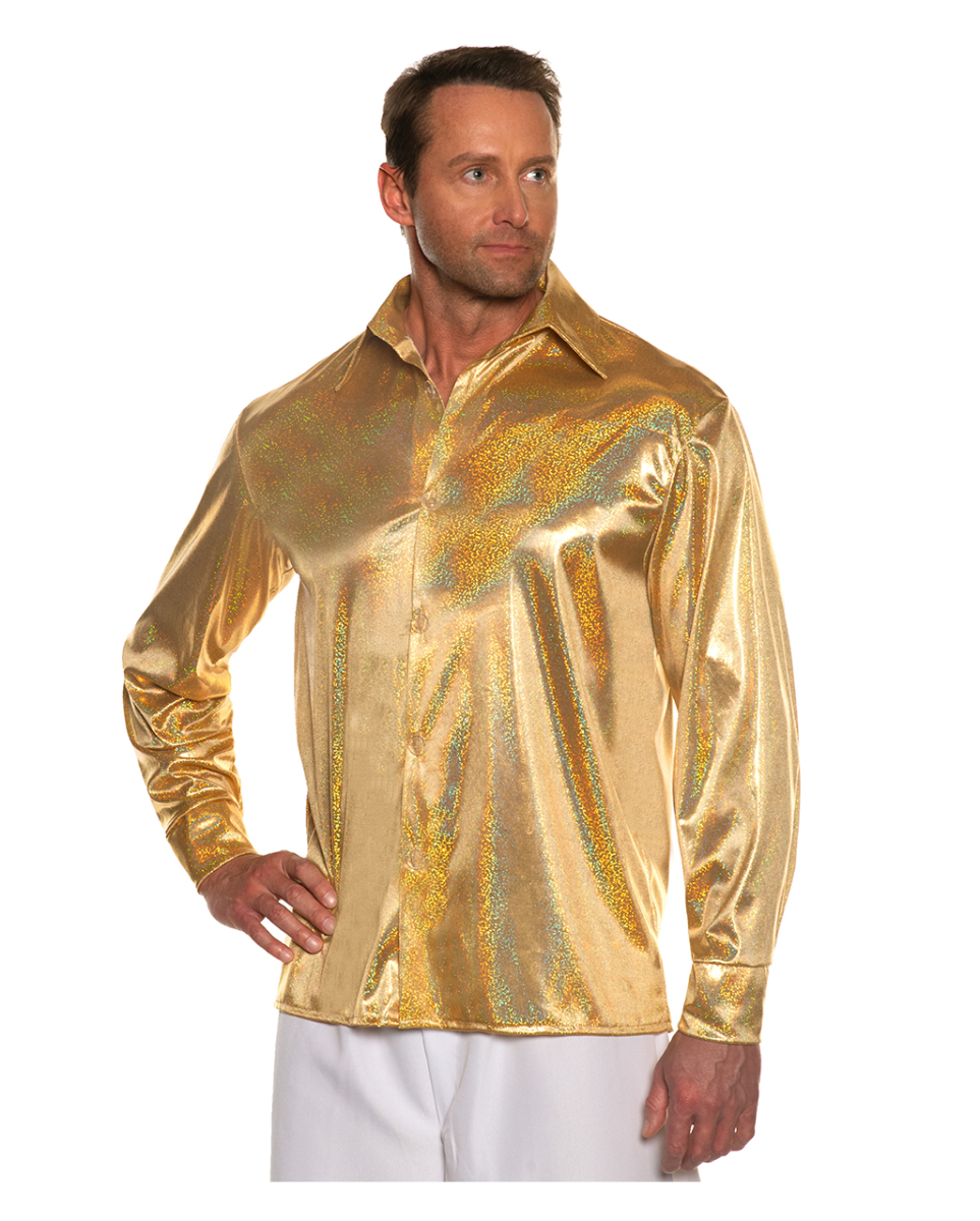 70s Gold Metallic Disco Hemd XXL