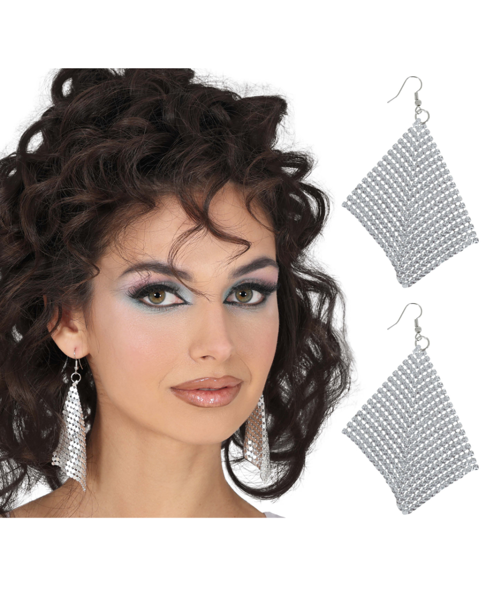 70er Jahre Disco Ohrringe mit Gitternetz