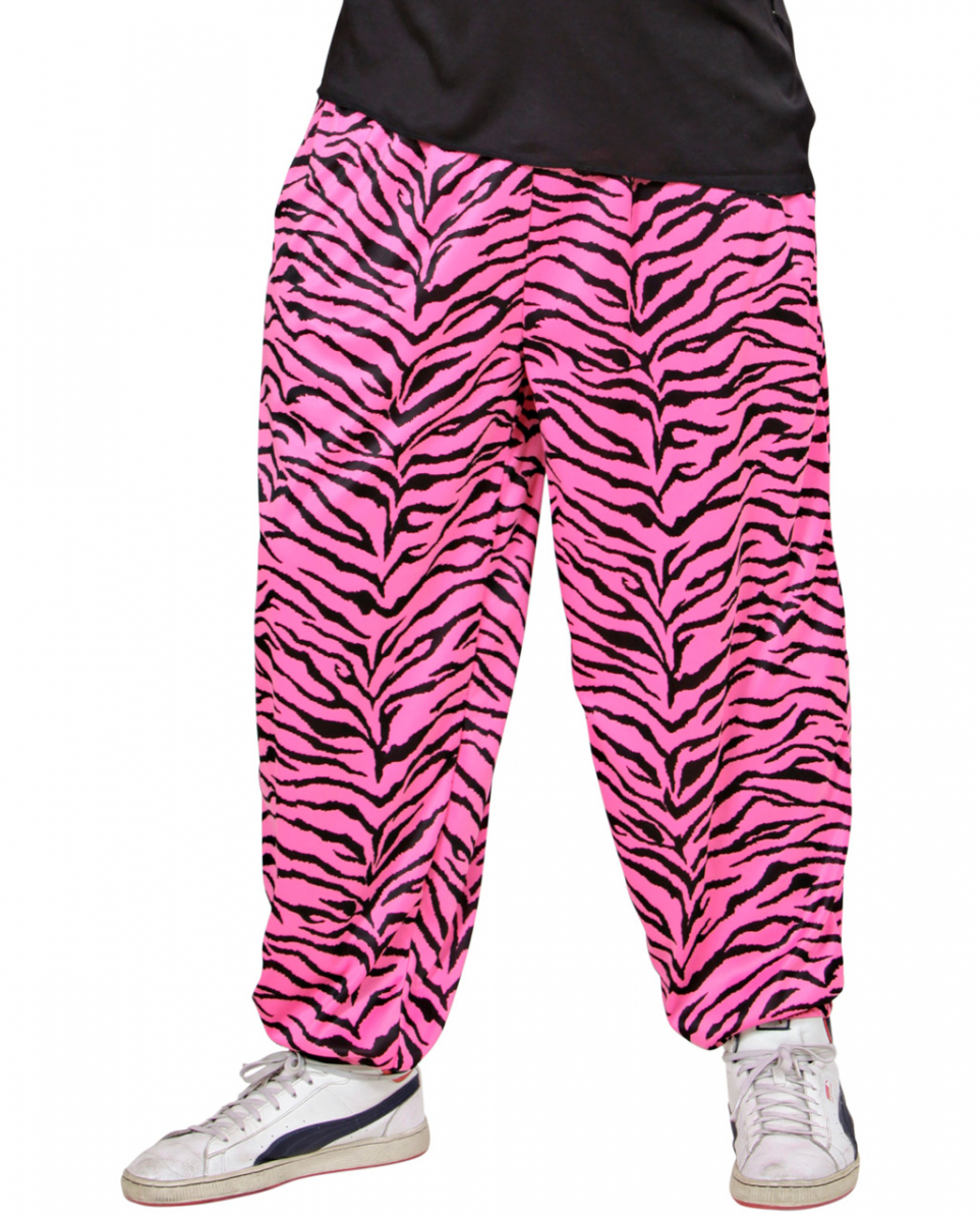 80er Jahre Pink Zebra Jogging Hose M/L
