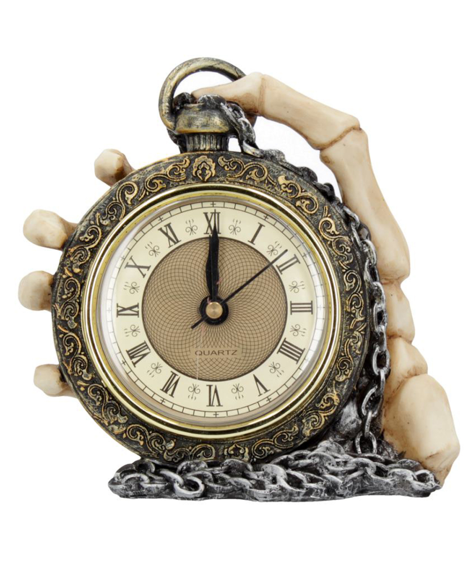 About Time Skeletthand mit Taschenuhr 14cm