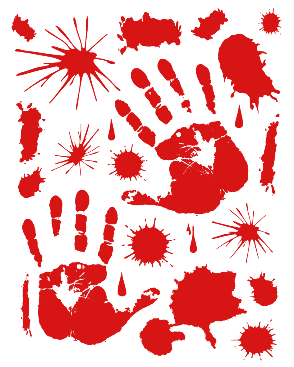 Blutige Handabdrücke & Splatter Fensterfolie