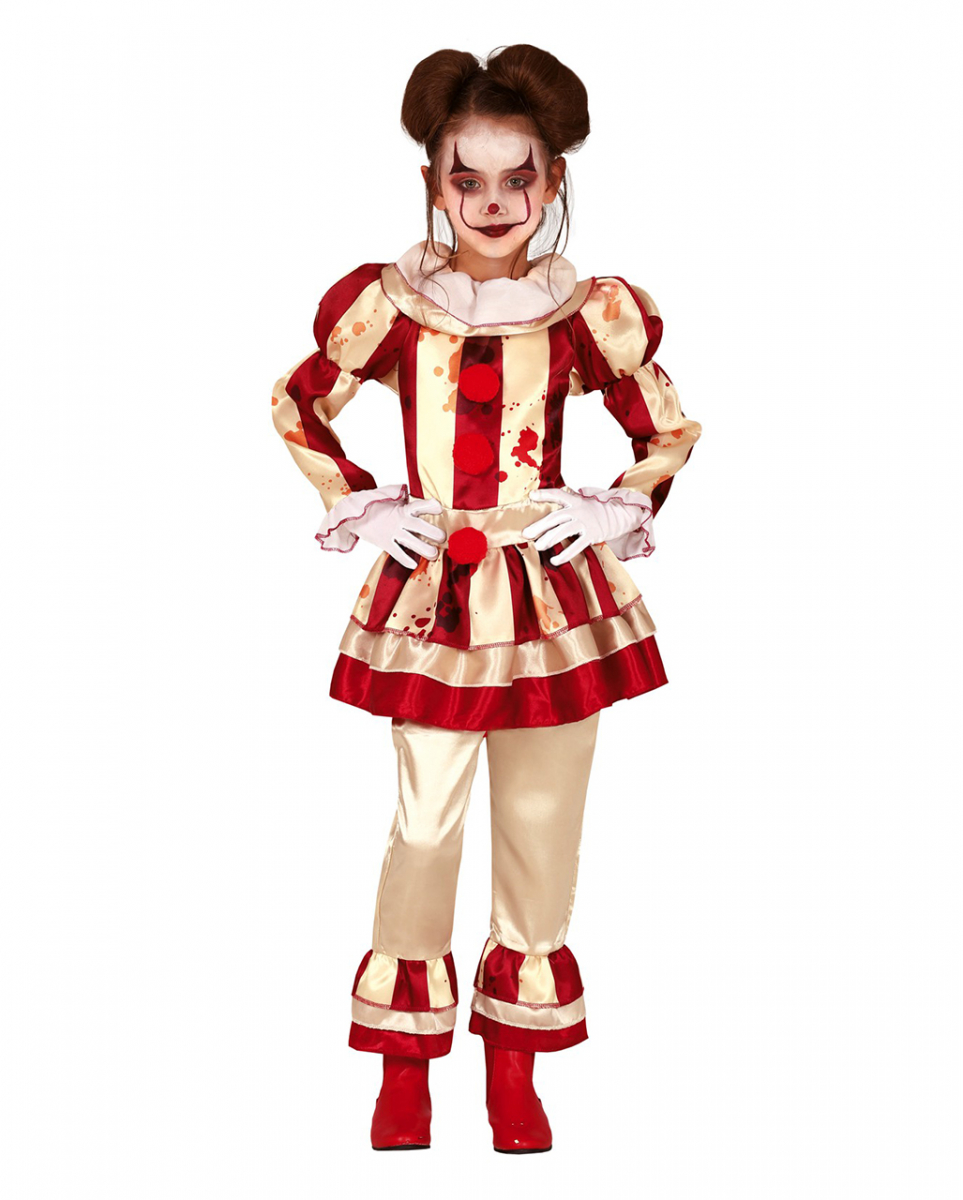 Blutiges Clownsmädchen Kinder Kostüm 5-6 Jahre