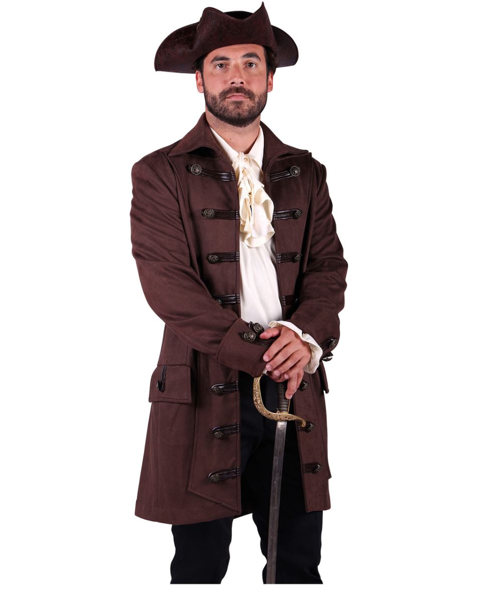 Braune Piraten Jacke im Wildleder Look XXL-56