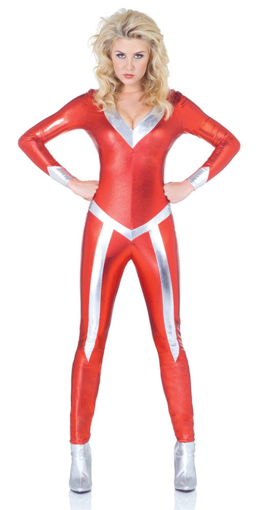 Glitzernder Space Catsuit rot XL