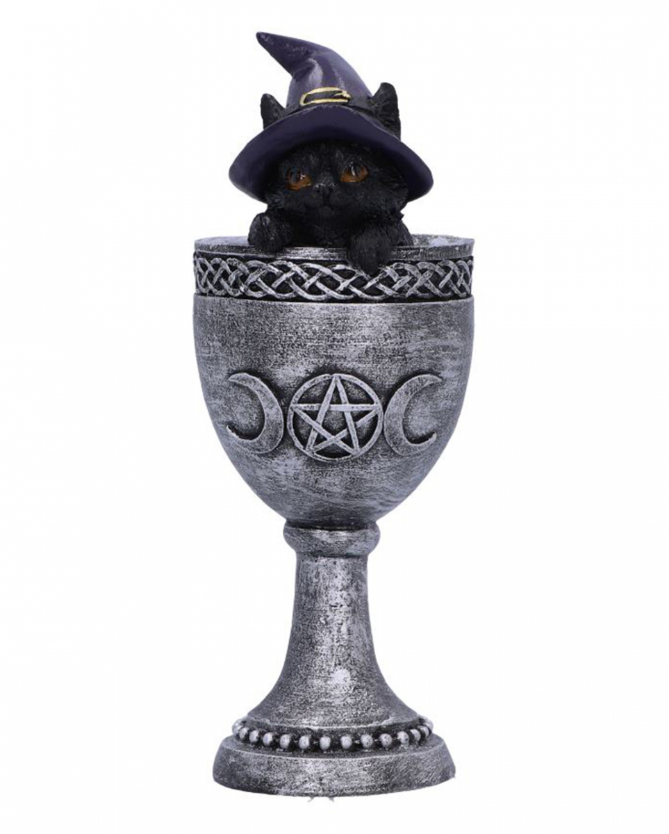 Coven Cup Hexenkatze mit Silber Kelch 15,7cm