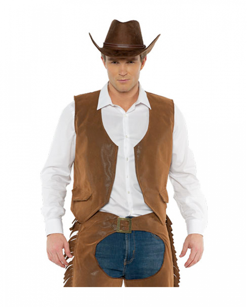 Cowboy Kostüm Weste braun One Size