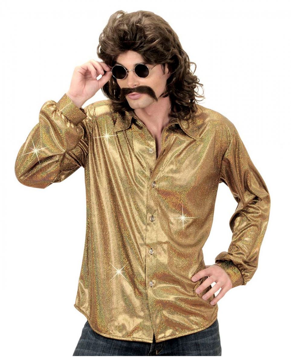 80er Jahre Disco-Hemd Gold M/L