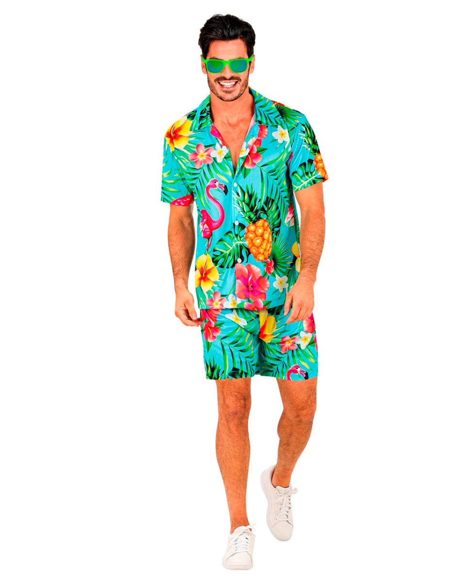 Flamingo Beachparty Herren Hemd & Shorts 2XL