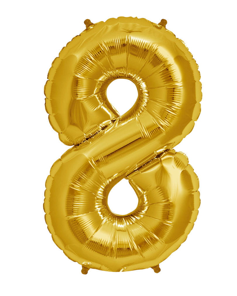 Folienballon Zahl 8 Gold