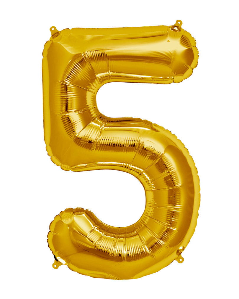 Folienballon Zahl 5 Gold