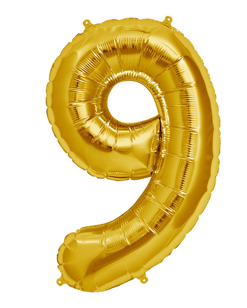 Folienballon Zahl 9 Gold